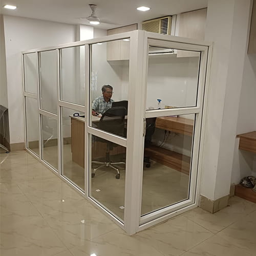 UPVC glass partition work installation