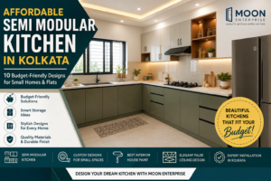 Affordable semi modular kitchen in Kolkata designed by Moon Enterprise