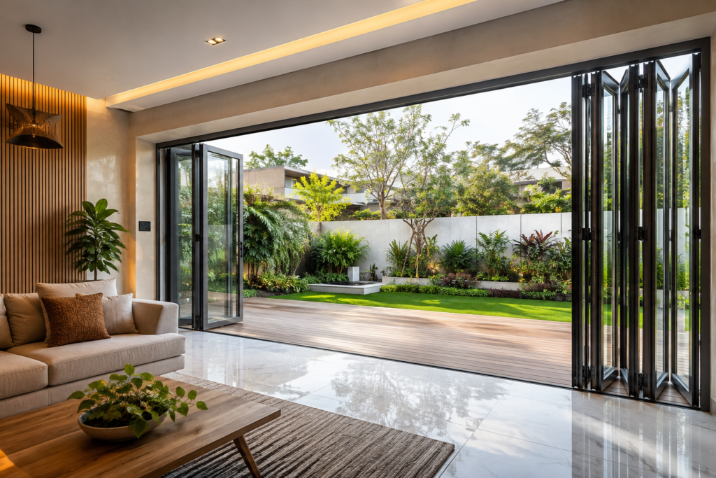 Aluminium Folding Door Design for Living Room: Stylish, Space-Saving & Modern Ideas